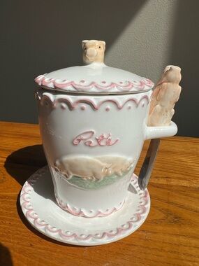 Rare Vintage Sigma the Tastesetter Pig Pate Jam/Jelly/Butter Dish with Knife/Lid